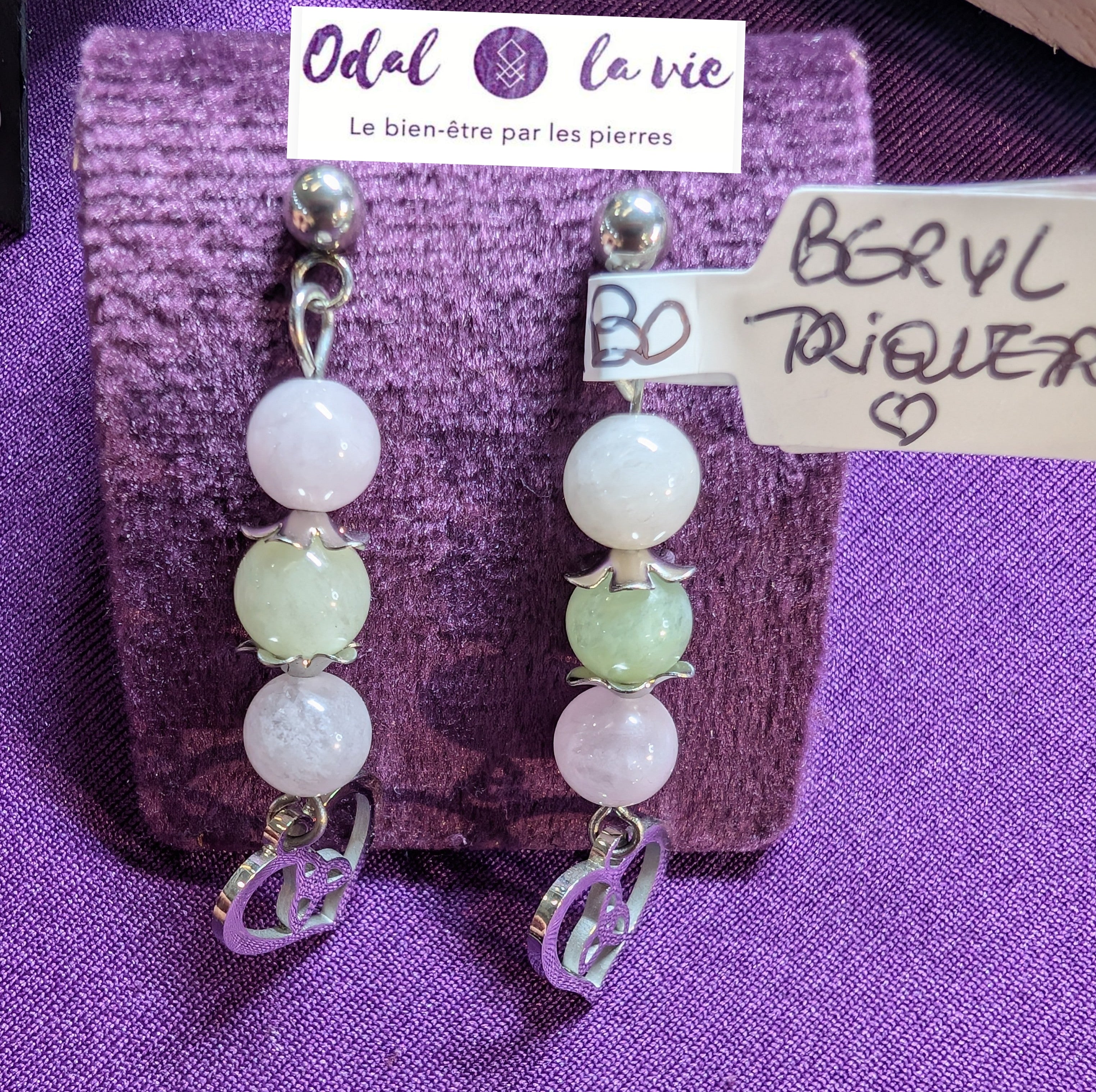 Boucles d'oreilles pierres naturelles de Béryl