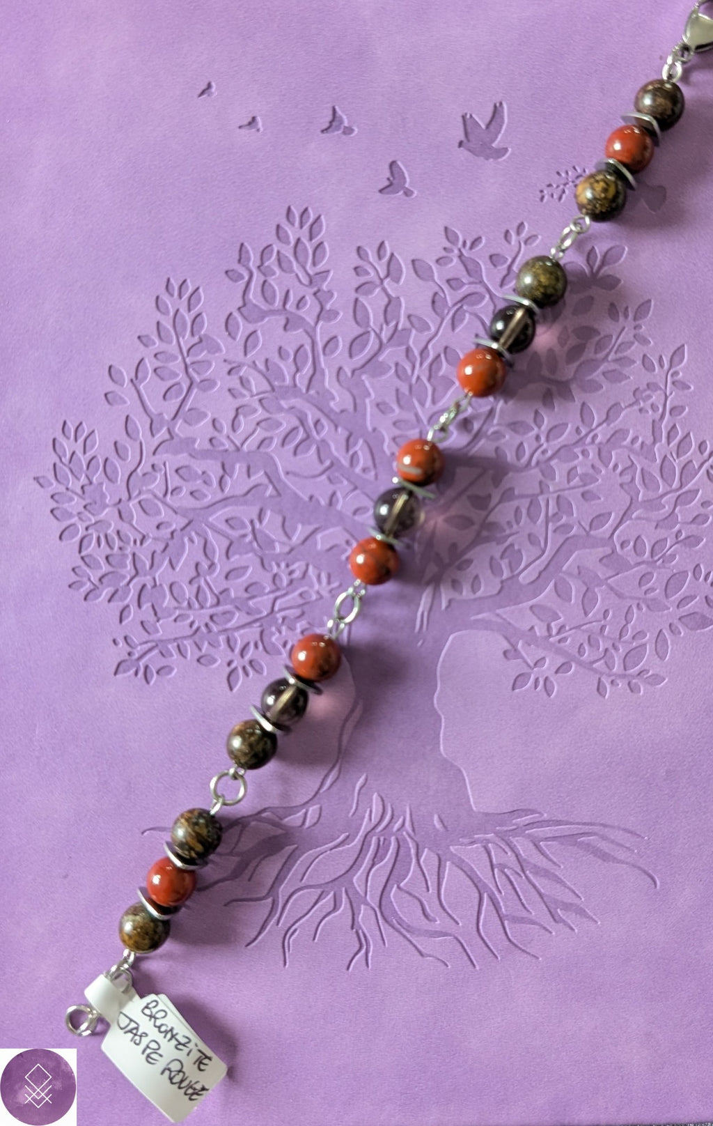 Bracelet Thor puissance, confiance en jaspe rouge et bronzite