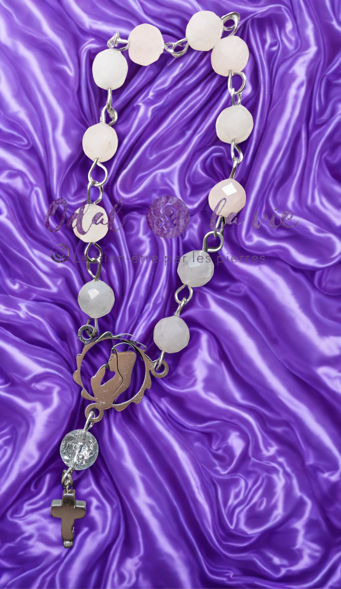 Le Souffle de Freya — Dizainier Quartz Rose & Cristal de Roche