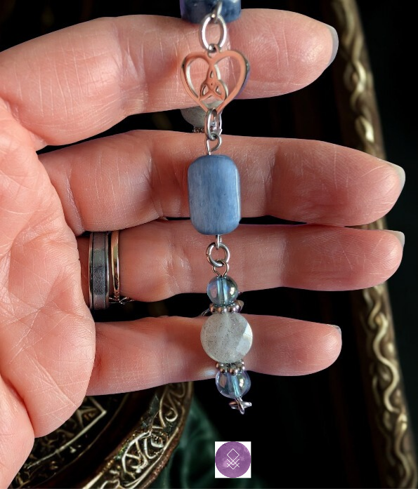Bracelet protection de l'aura et détermination en kyanite, Aqua aura et Labradorite