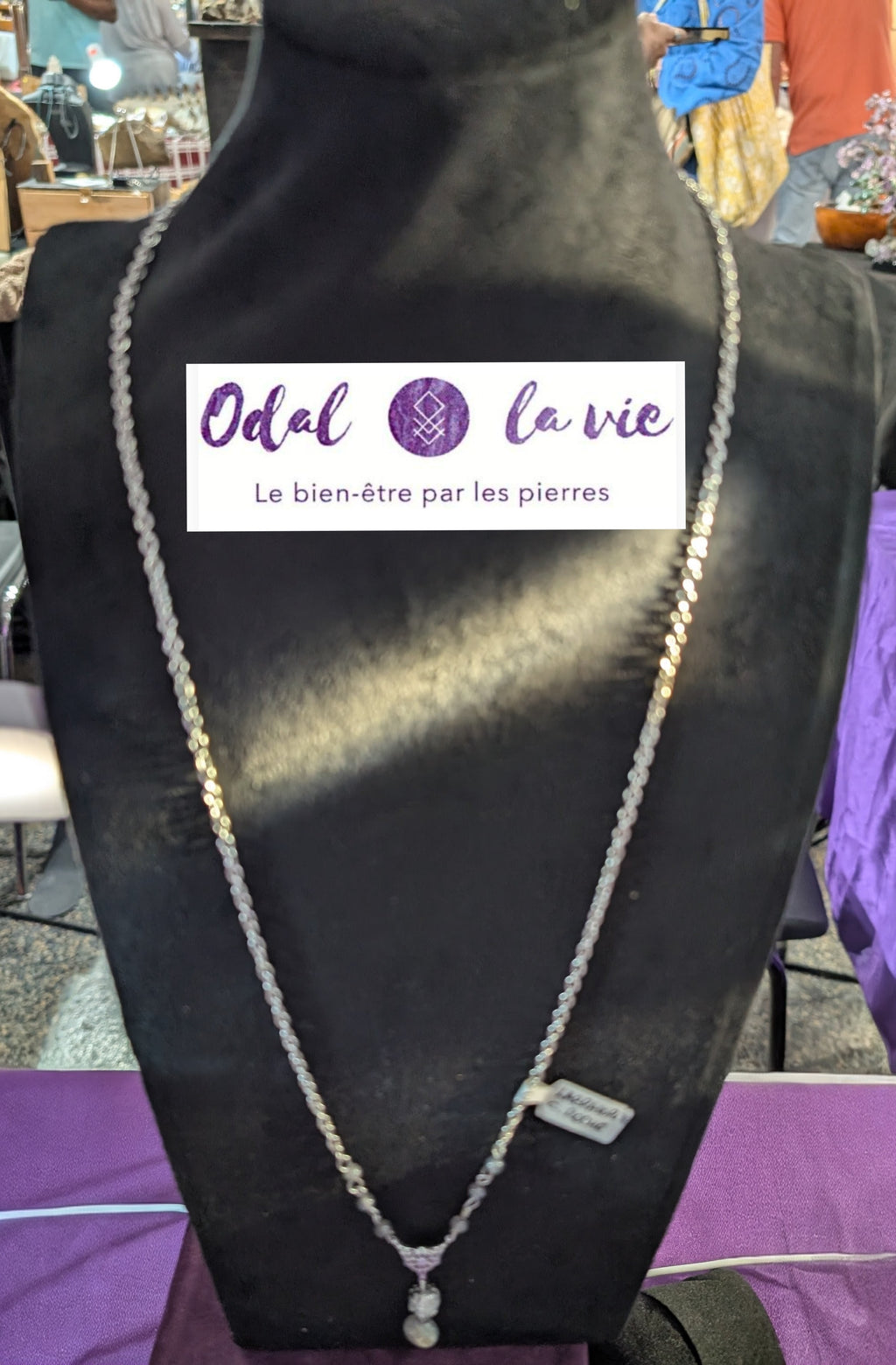 Sautoir labradorite, cristal de Roche craquelé connecteur wicca noeud de sorcière