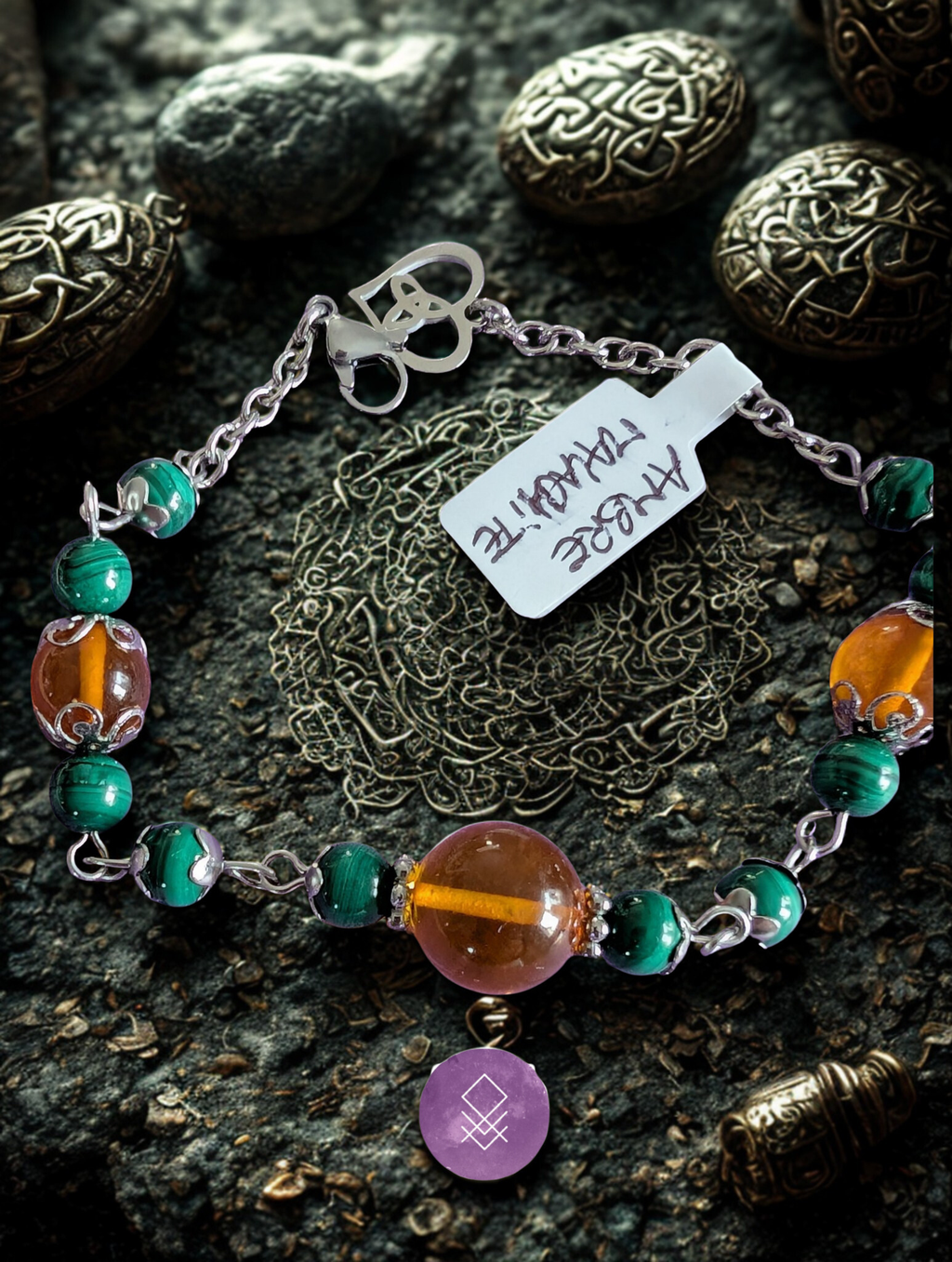 Bracelet Apaisement et protection en Ambre et Malachite