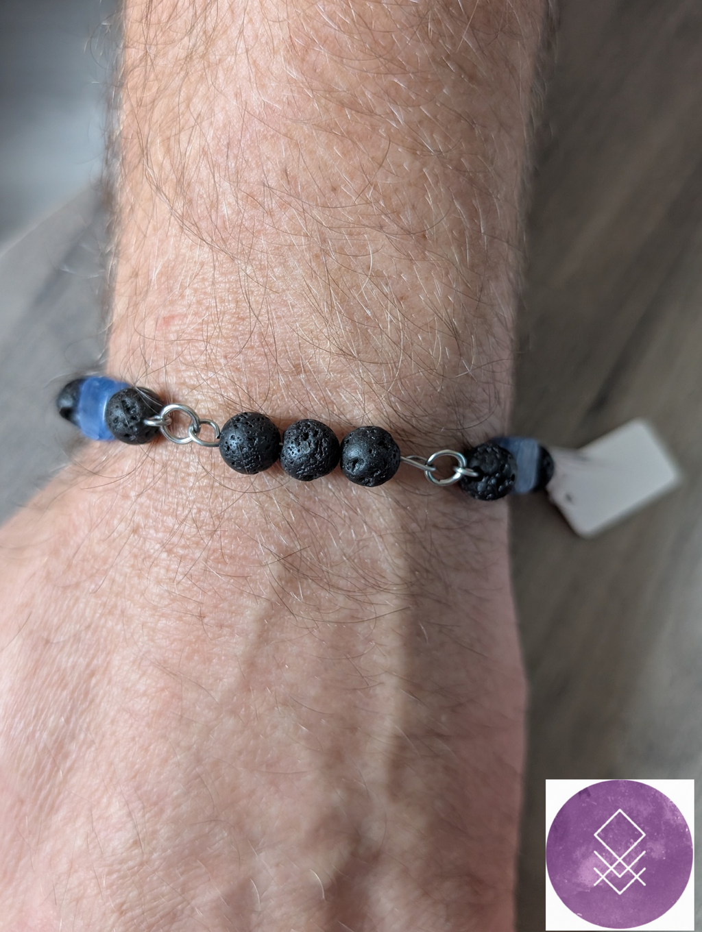 Bracelet Thor, courage et communication en kyanite et pierres de lave
