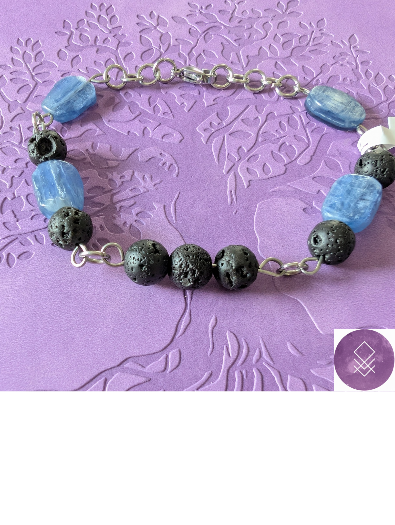 Bracelet Thor, courage et communication en kyanite et pierres de lave