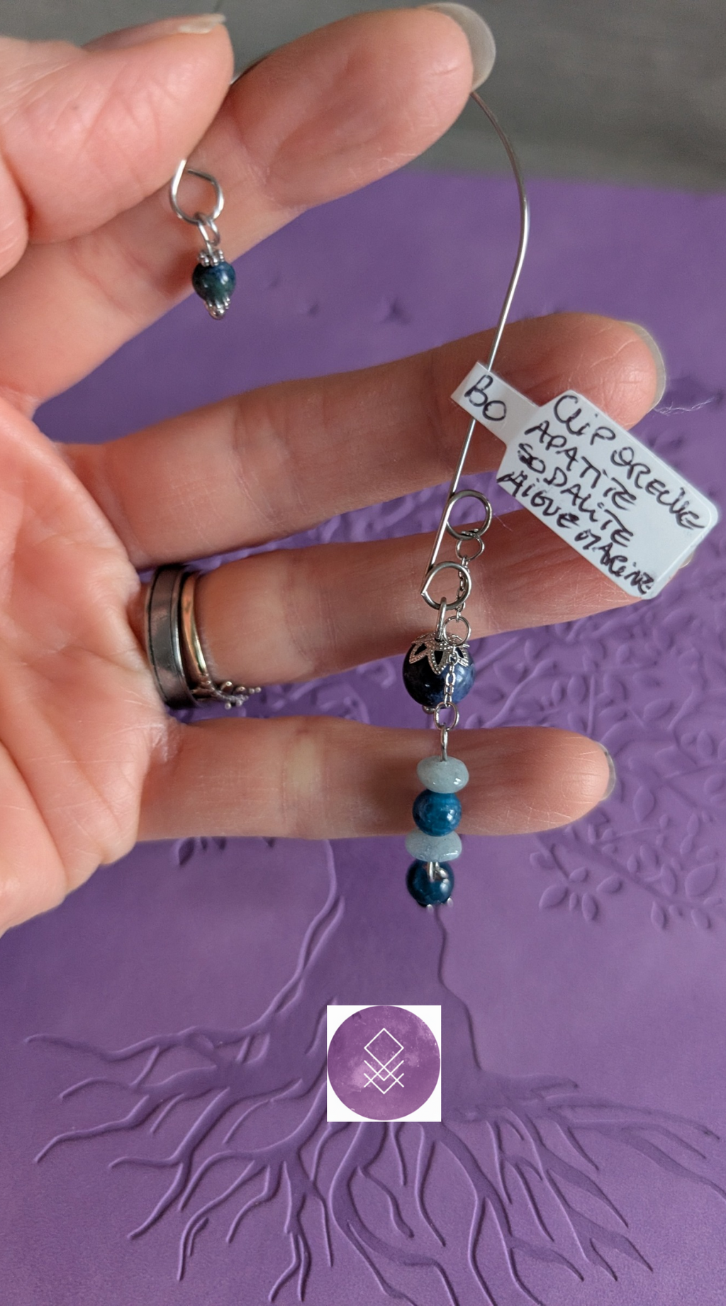 Clip d'Oreille sérénité en Apatite, Sodalite & Aigue-Marine