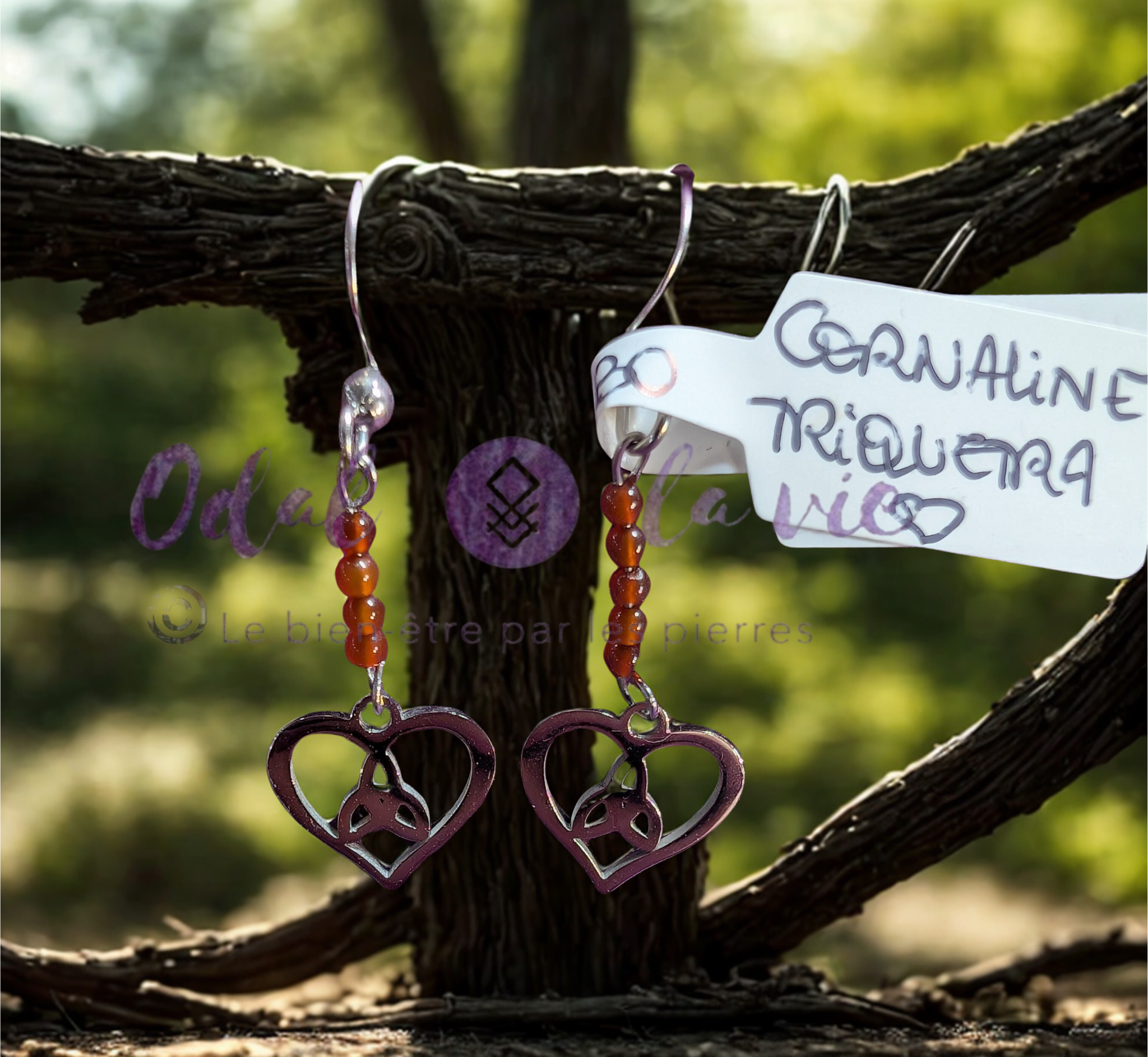 Talisman de vitalité en cornaline et triquetra