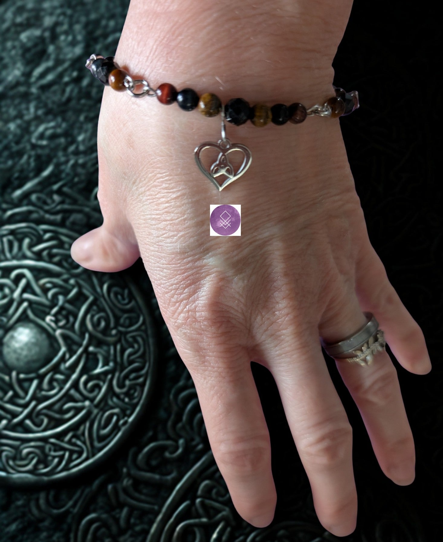 Bracelet triple protection, confiance en soi Ancrage en œil de tigre, oeil de faucon, œil de taureau et tourmaline noire facettée