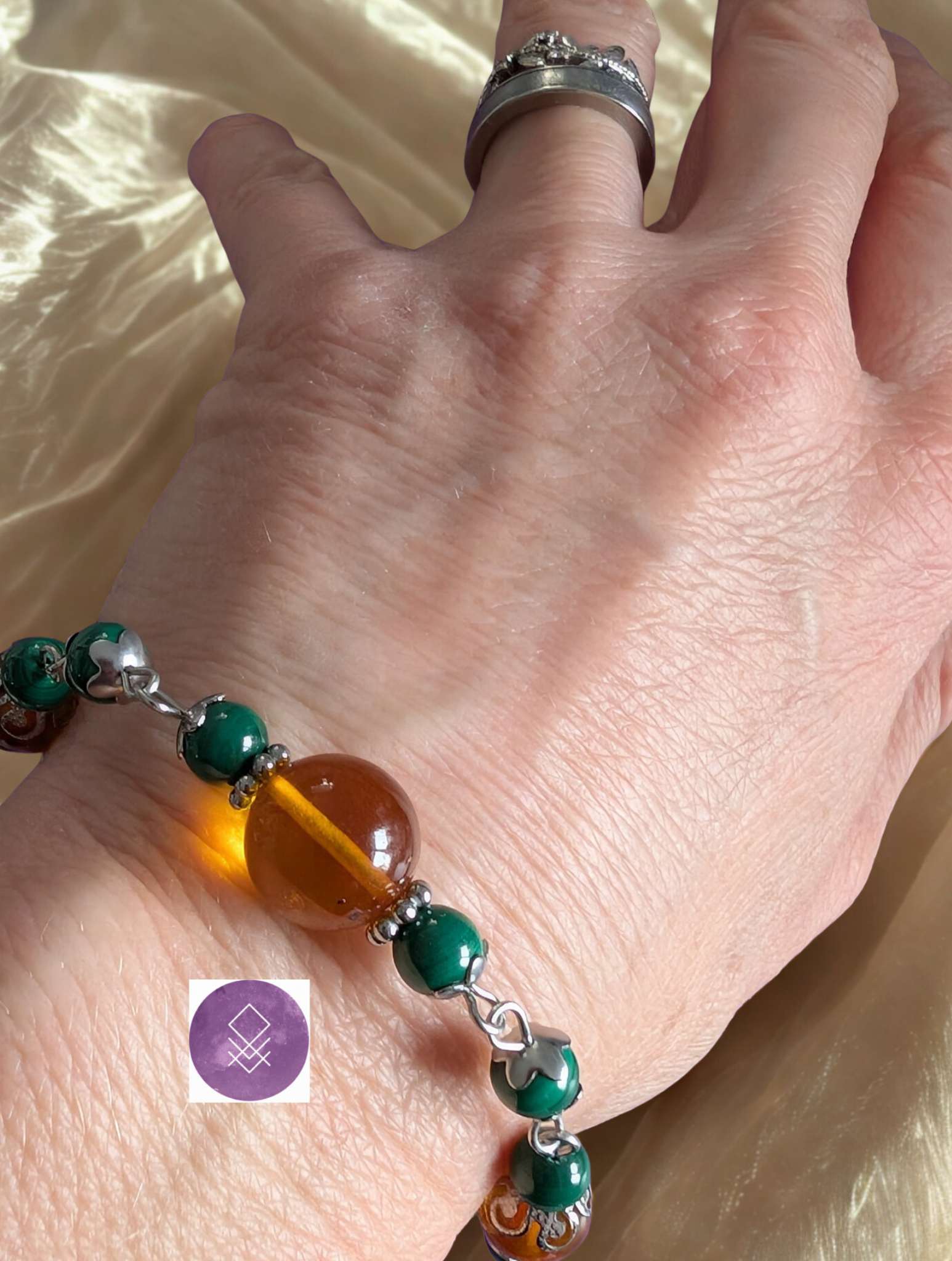Bracelet Apaisement et protection en Ambre et Malachite