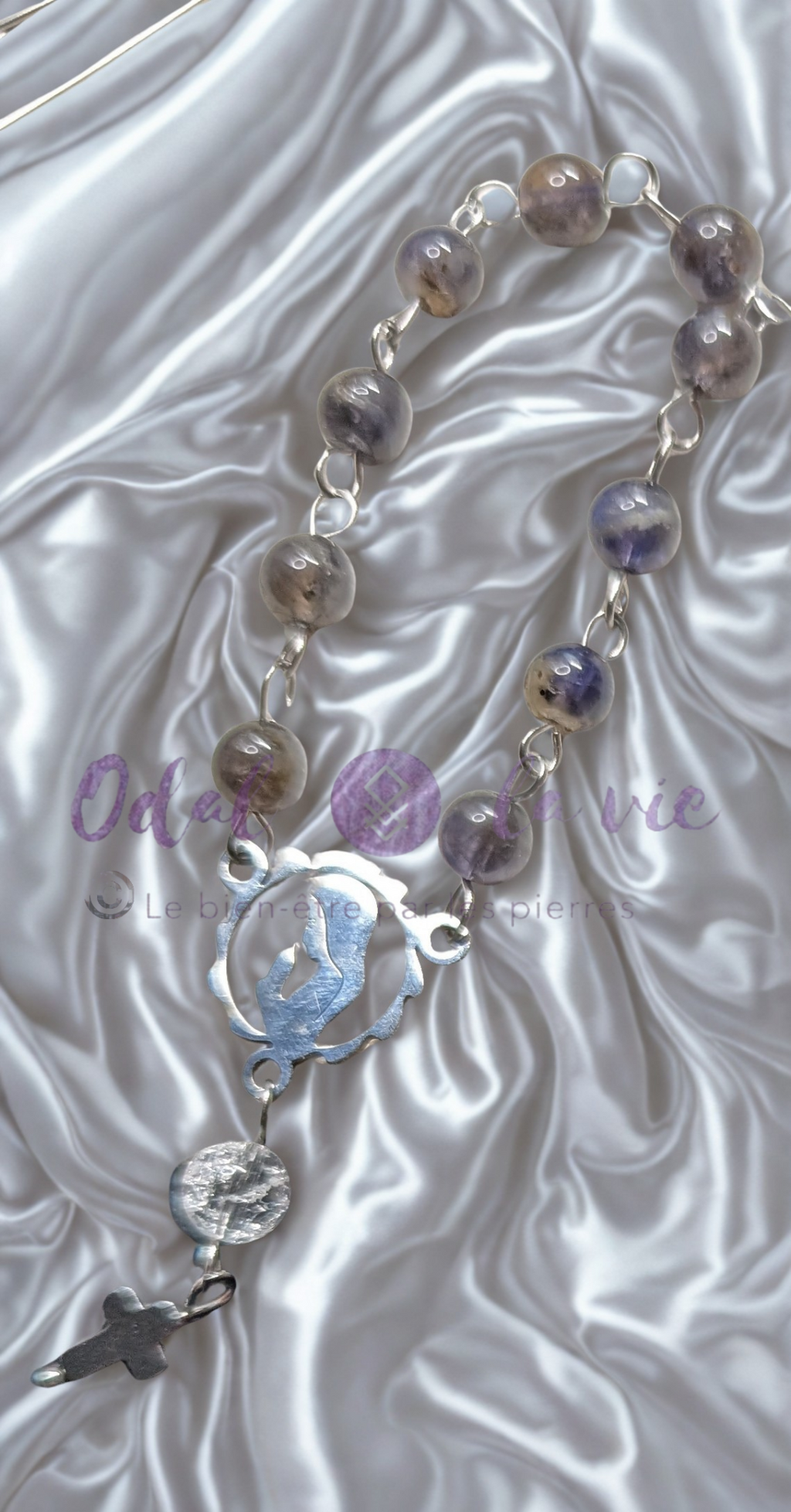 Le Compas d'Yggdrasil — Dizainier Iolite & Cristal de Roche | Intuition & Ancrage