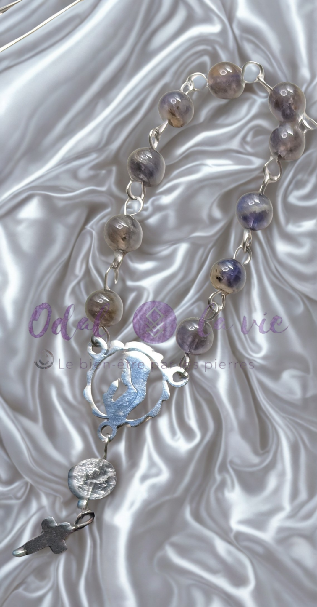 Le Compas d'Yggdrasil — Dizainier Iolite & Cristal de Roche | Intuition & Ancrage