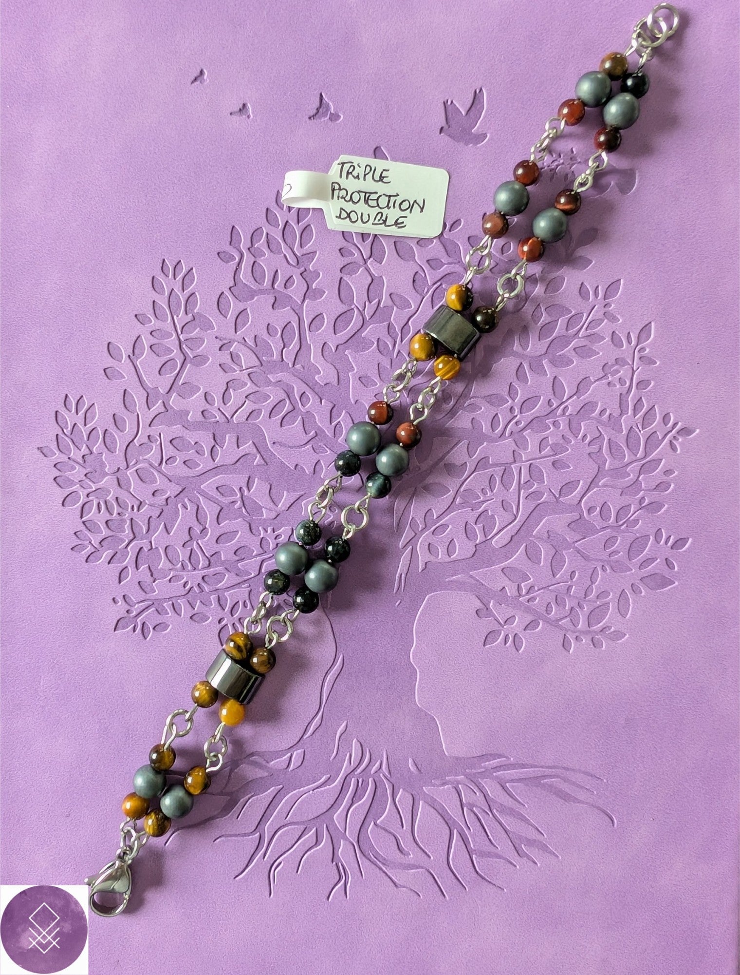 Bracelet Thor Force, courage et protection, 3 oeil tigre, taureau, faucon et hématite