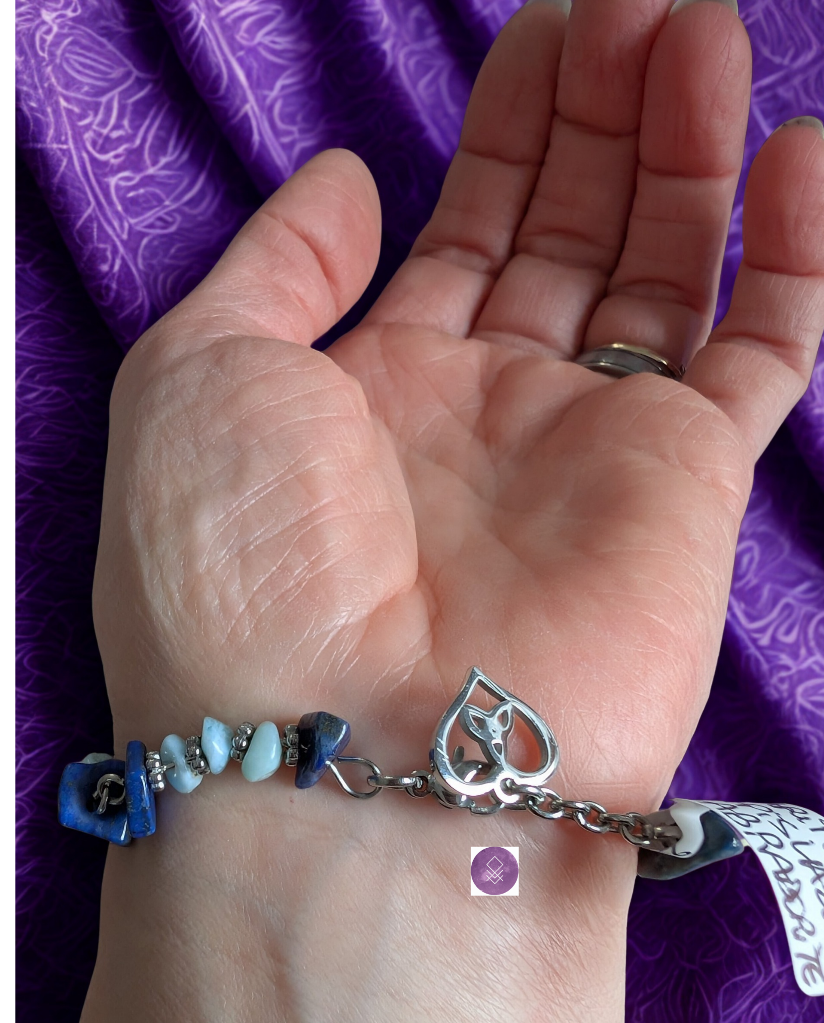 Bracelet communication, sérénité et protection en pierres de lapis lazuli, larimar et Labradorite