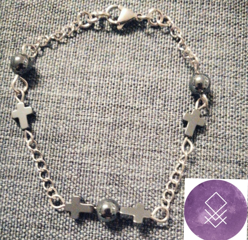 Bracelet ancrage et protection en pierre hématite